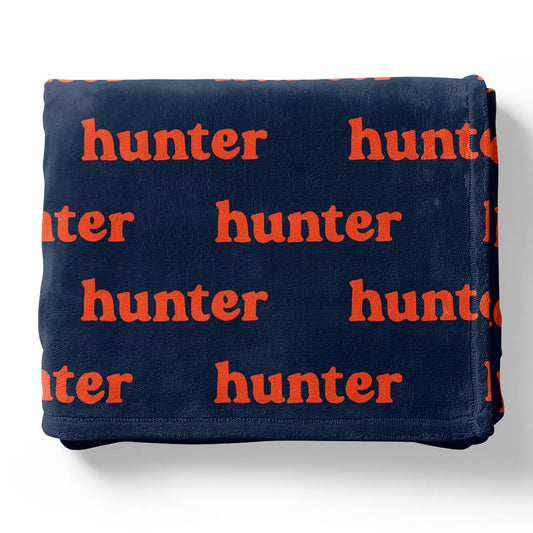 Personalized Color Blanket | Navy & Orange