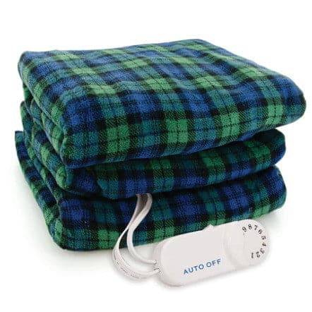 BIOS Medical Micro Plush Electric Throw (Blue/Green Plaid)
