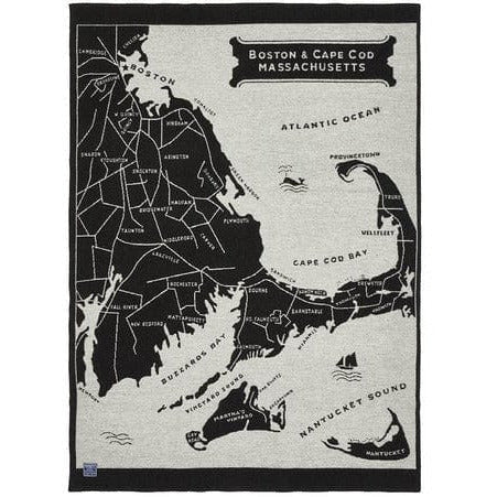 1 Boston Map Wool Throw  -  Black/Smoke Gray