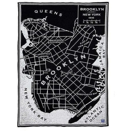 1 Brooklyn Map Wool Throw  -  Black/Smoke Gray