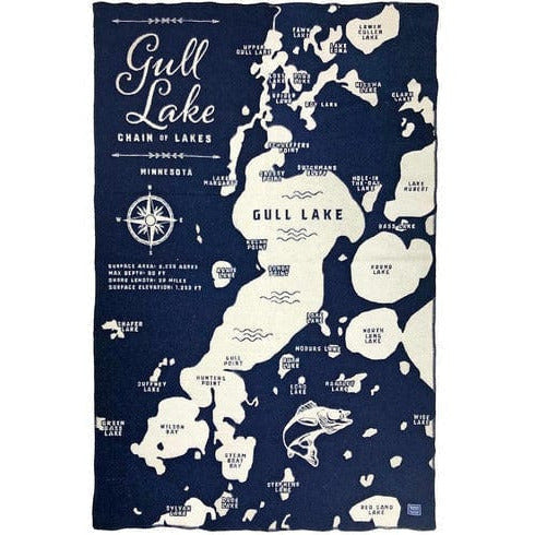 1 Gull Lake Wool Throw  -  Navy/Natural
