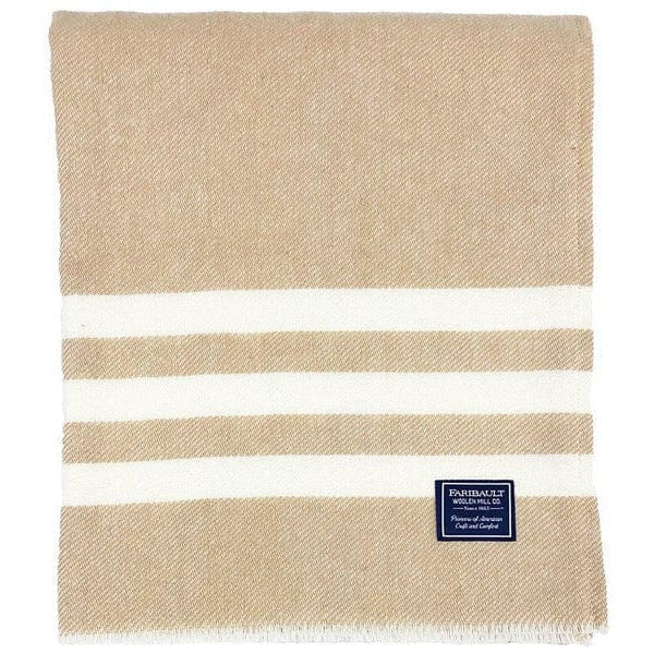 1 Trapper Wool Throw  -  Khaki/Natural Stripe