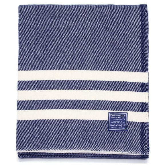 1 Trapper Wool Throw  -  Navy/Natural Stripe