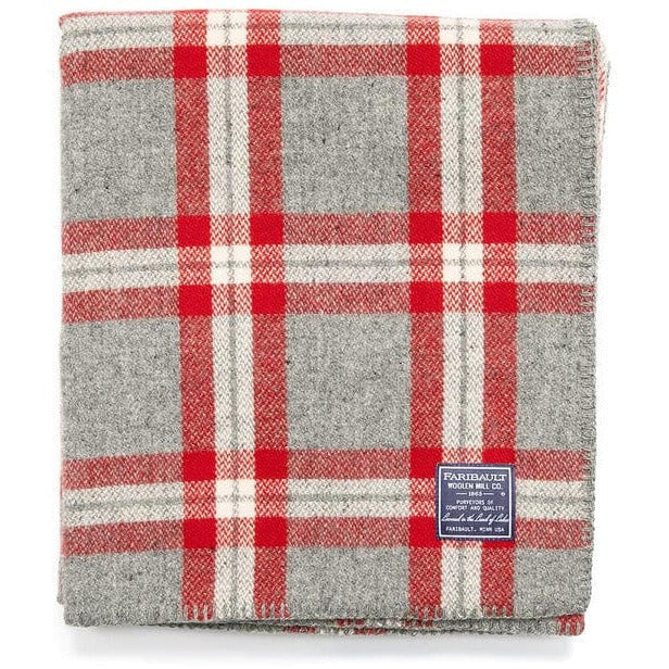 1 Minnehaha Falls Wool Throw  -  Red/Gray