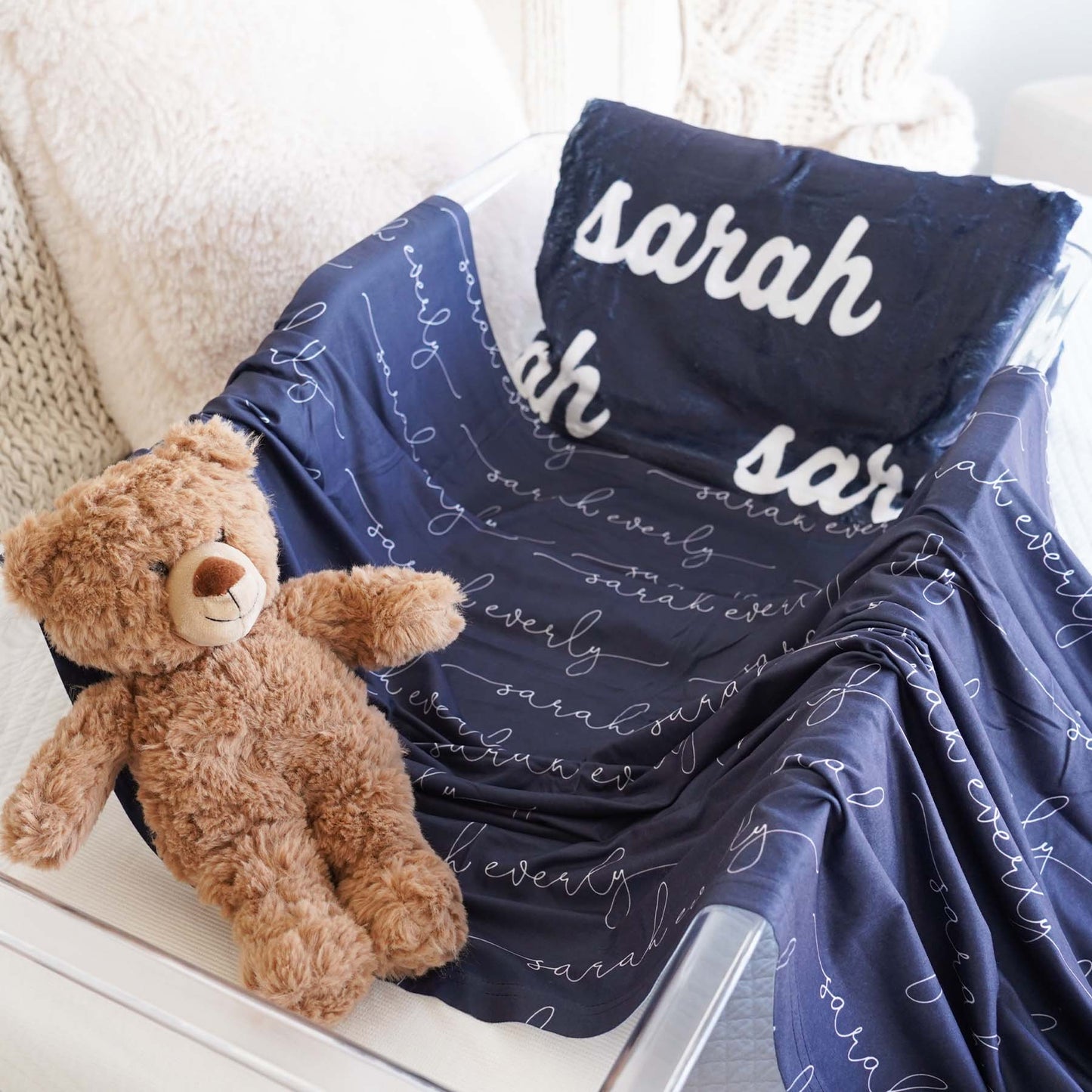 Personalized Color Blanket | Navy & White