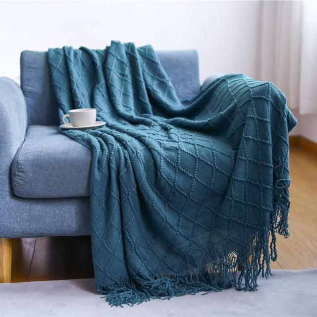 Nordic Plaid Tapestry Knitted Throw Thread Blankets