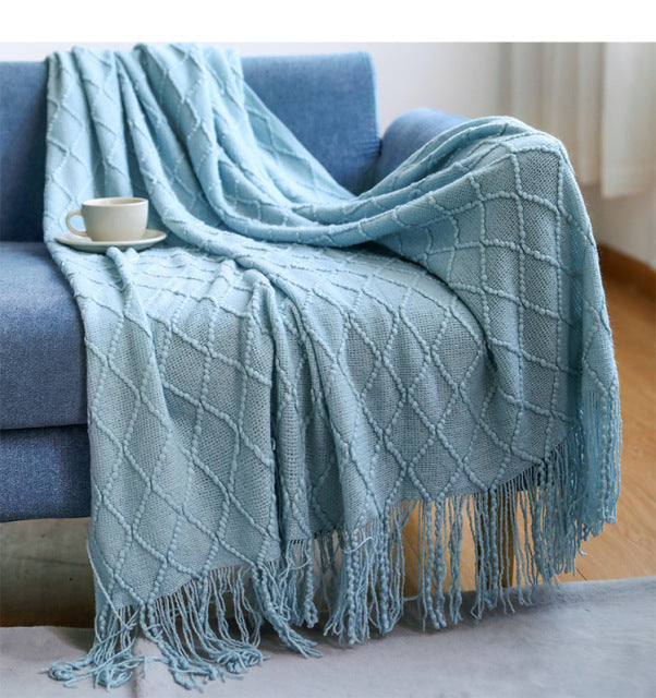 Nordic Plaid Tapestry Knitted Throw Thread Blankets