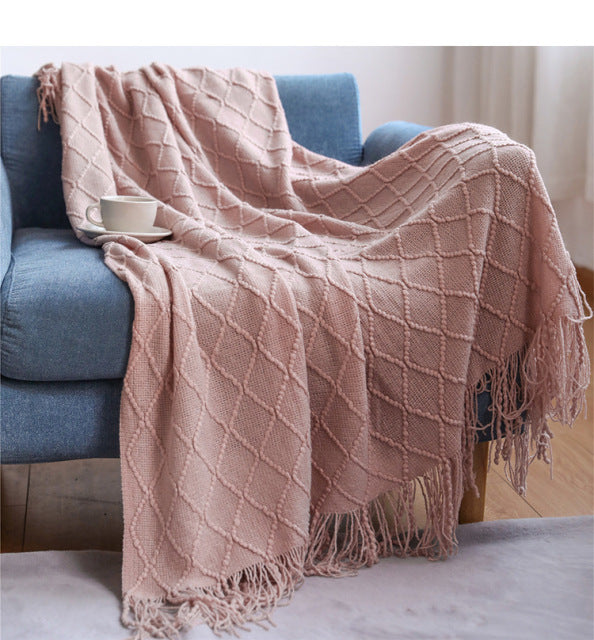 Nordic Plaid Tapestry Knitted Throw Thread Blankets