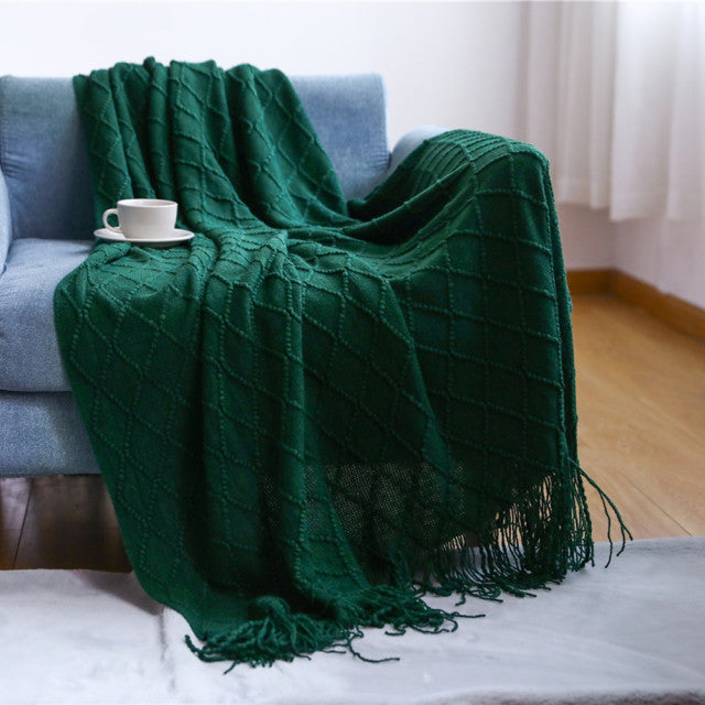 Nordic Plaid Tapestry Knitted Throw Thread Blankets