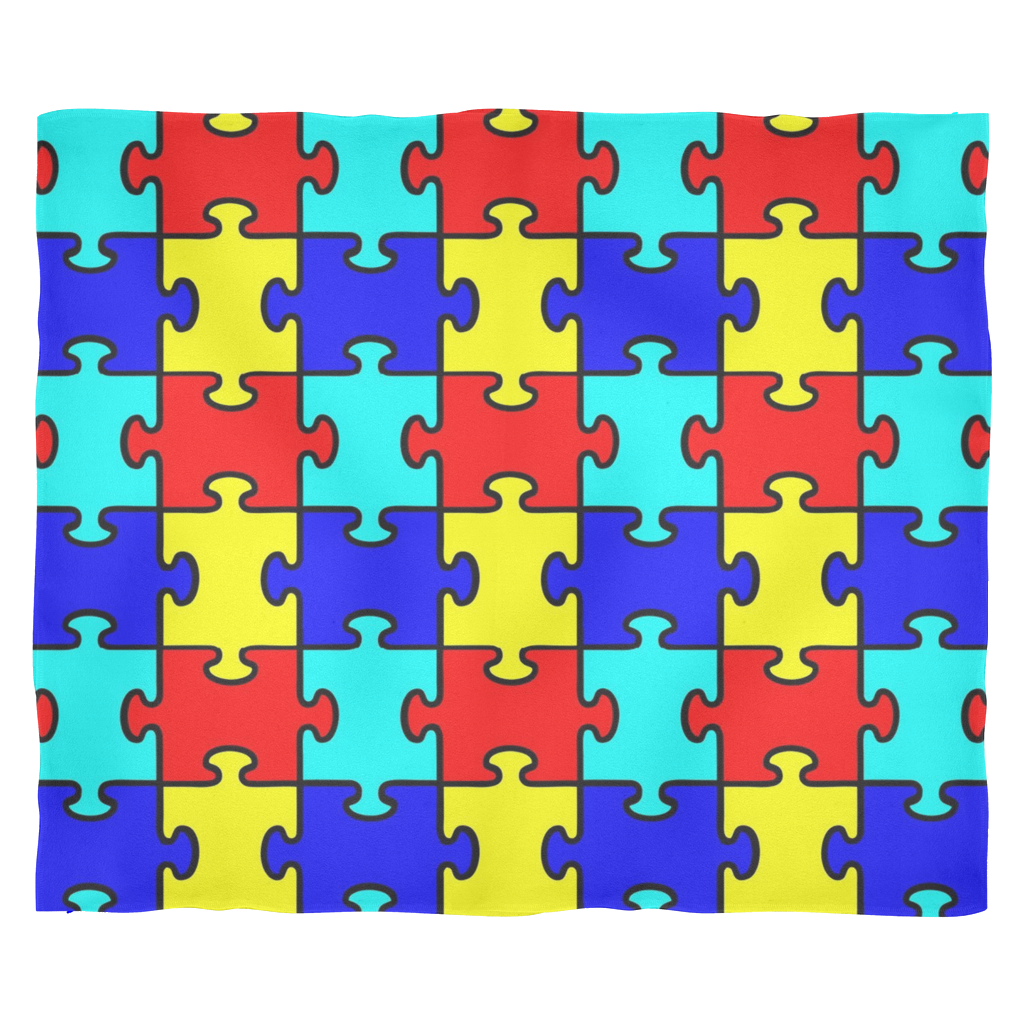 Autism Puzzle Pieces SOFT Fleece Blanket